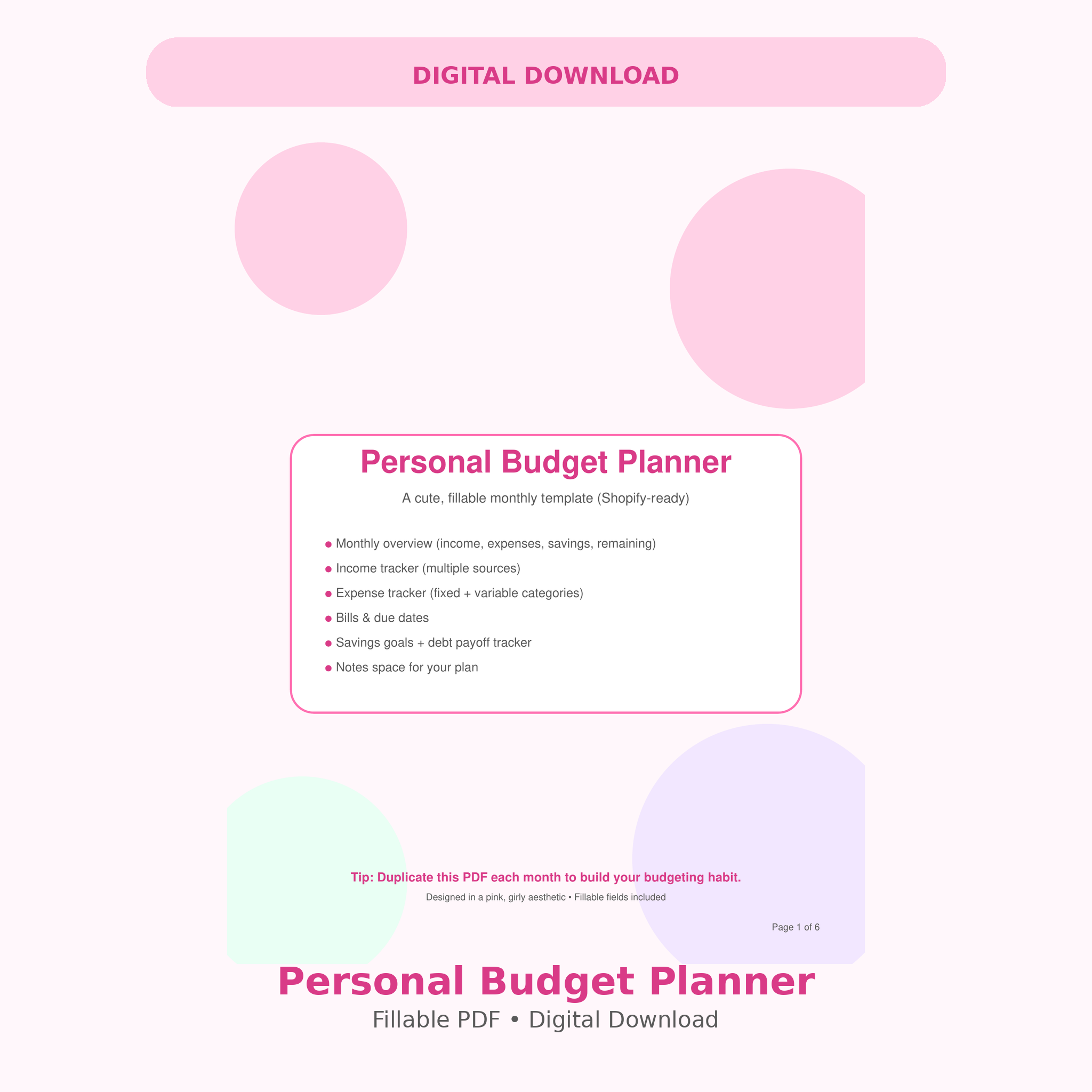 Debt Payoff Guide for Beginners | Fillable PDF Digital Download