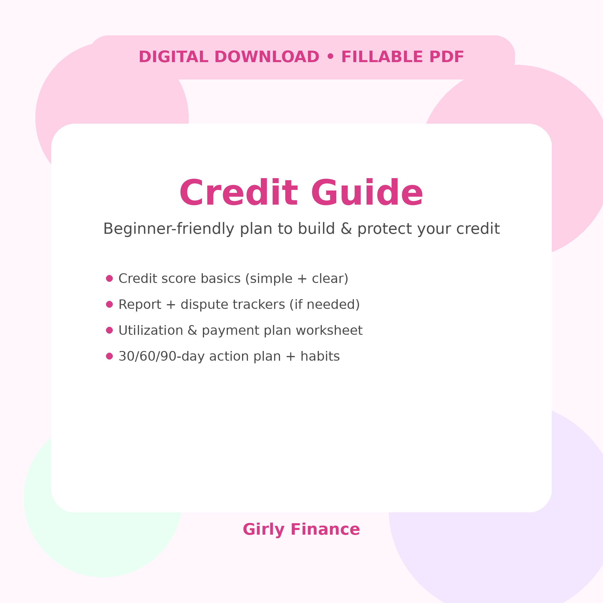 Credit Guide for Beginners | Fillable PDF Digital Download